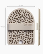 Beige decorative item with lattice pattern and 'Konsilee' branding, shown with dimensions on a white background.